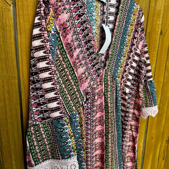 NWT Charming Charlie Lace Trimmed Pink Blush Dress 3/4 sleeve Sz. Small - Picture 2 of 11